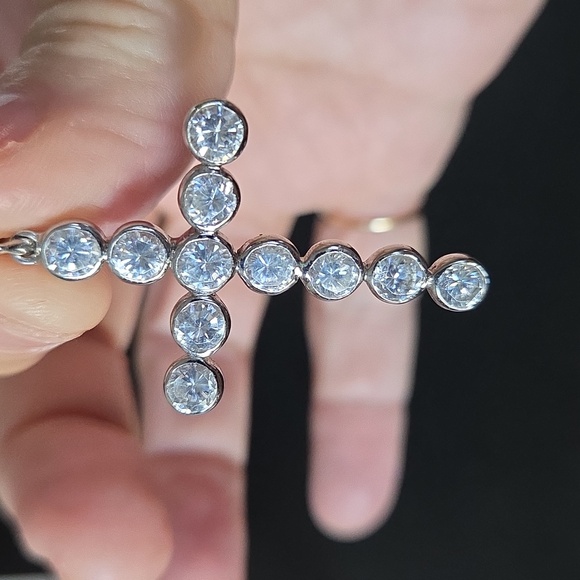 Jewelry - Sterling Cross Pendant w/diamonds Faux